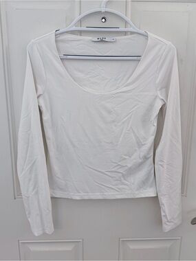 NA-KD Double Folded Scoop Neck Top M | White